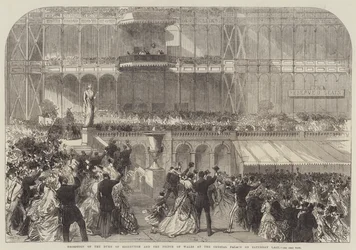 Recepción del Duque de Edimburgo y el Príncipe de Gales en el Palacio de Cristal el sábado pasado